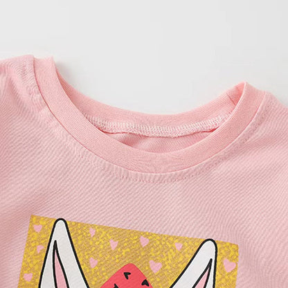 MyKids-USA® Baby Girl Cute Bunny Print Pattern Fashion Pullover Long Sleeve Hoodies