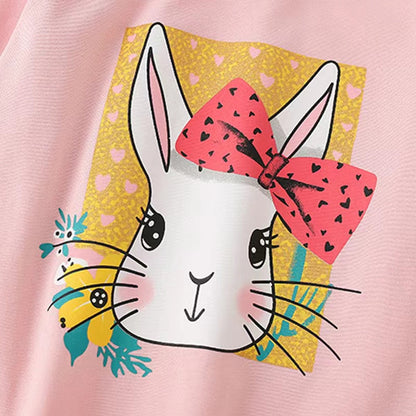 MyKids-USA® Baby Girl Cute Bunny Print Pattern Fashion Pullover Long Sleeve Hoodies