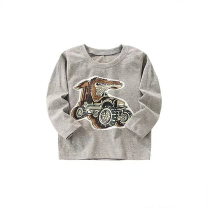 MyKids-USA® Baby Boy Cartoon Graphic Long Sleeve Western Style Shirt Top