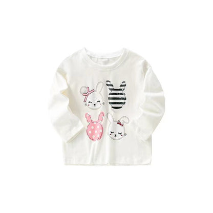 Baby Girl Rabbit Print Pattern Crewneck Long Sleeve Comfy Shirt