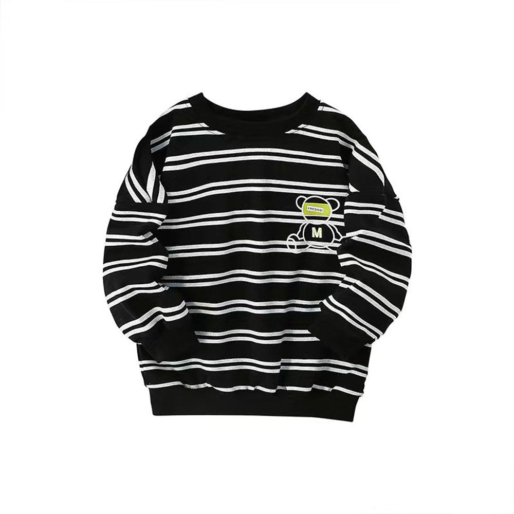 MyKids-USA® Baby Boy Striped Pattern Cartoon Print Design Pullover Quality Hoodie Outfit