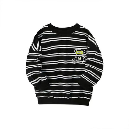 MyKids-USA® Baby Boy Striped Pattern Cartoon Print Design Pullover Quality Hoodie Outfit