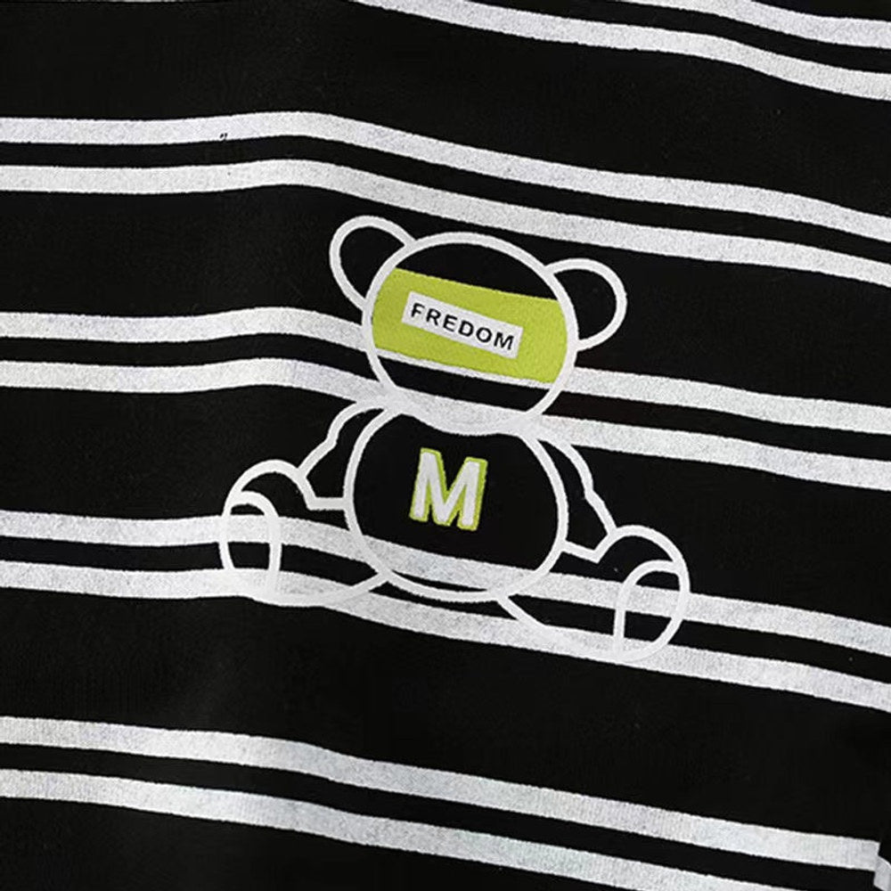MyKids-USA® Baby Boy Striped Pattern Cartoon Print Design Pullover Quality Hoodie Outfit