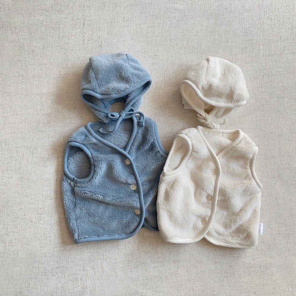 MyKids-USA® Baby Solid Color Plush Single Breasted Sleeveless Coat