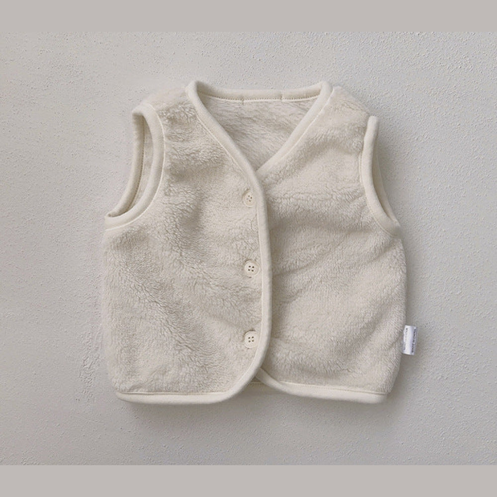 MyKids-USA® Baby Solid Color Plush Single Breasted Sleeveless Coat