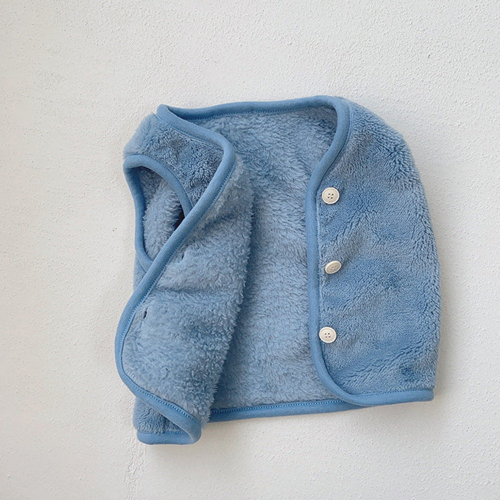 MyKids-USA® Baby Solid Color Plush Single Breasted Sleeveless Coat