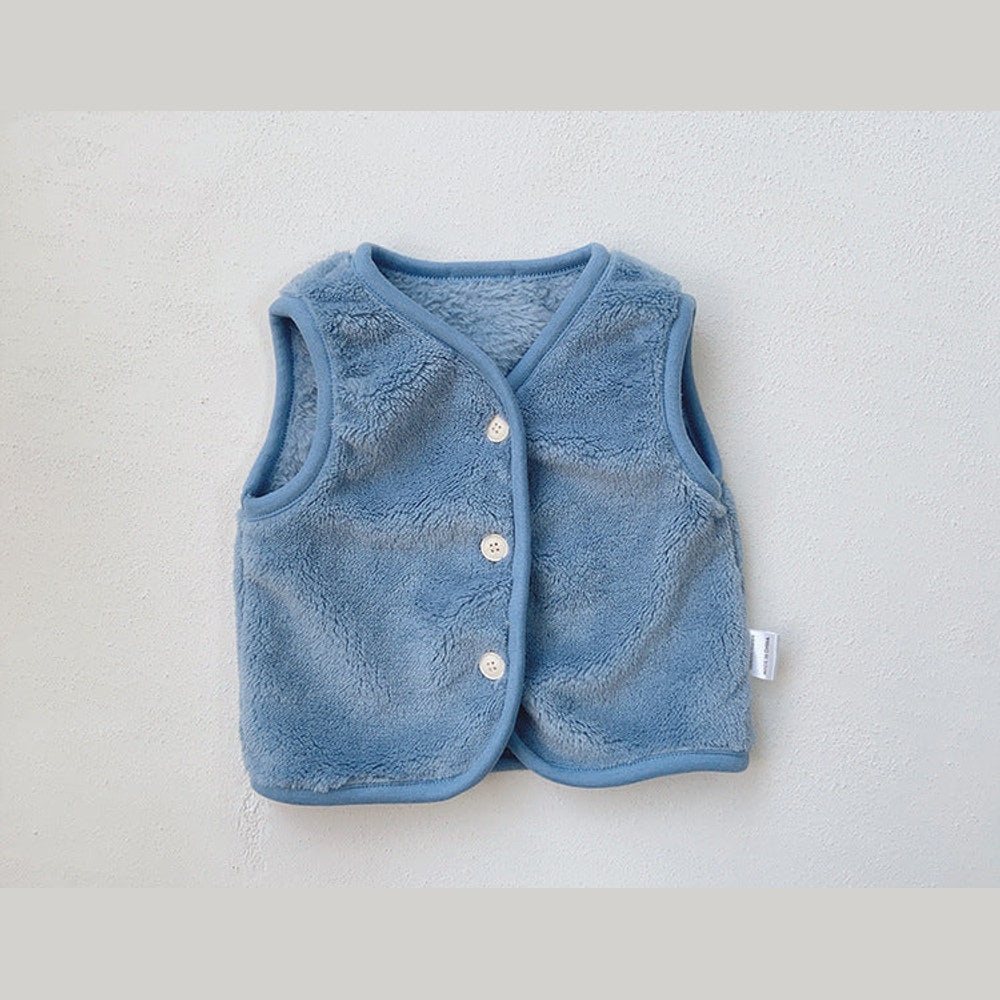 MyKids-USA® Baby Solid Color Plush Single Breasted Sleeveless Coat