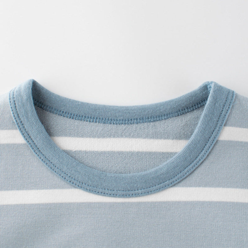 MyKids-USA® Baby Blue Striped Pattern Long Sleeve Soft Cotton Shirt