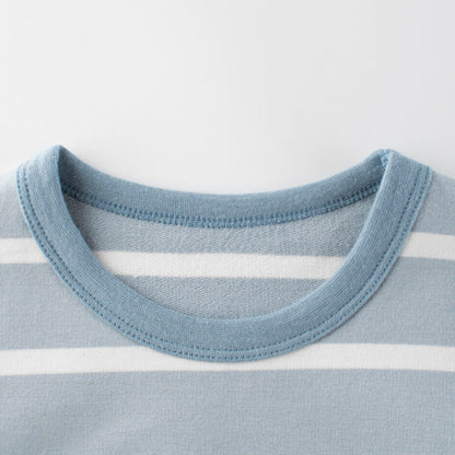 MyKids-USA® Baby Blue Striped Pattern Long Sleeve Soft Cotton Shirt
