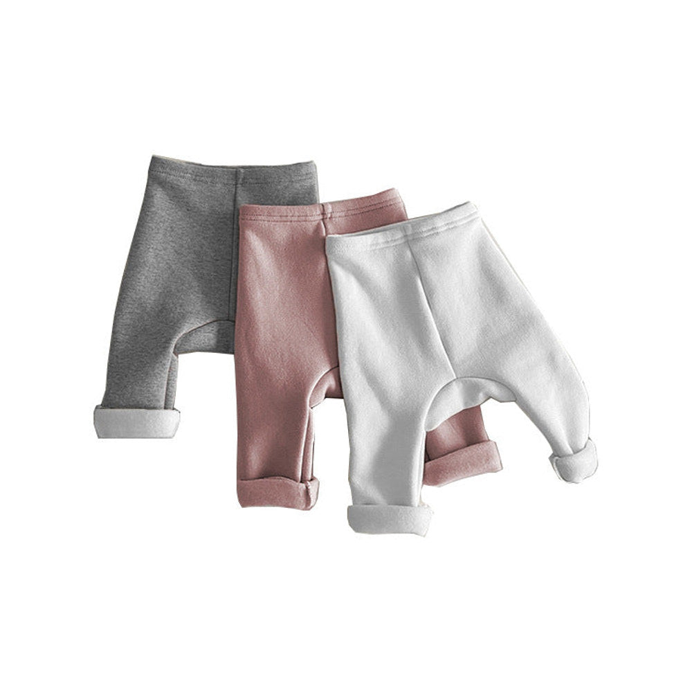 MyKids-USA® Baby Boy And Girl Solid Color Fleece Thickened Pants