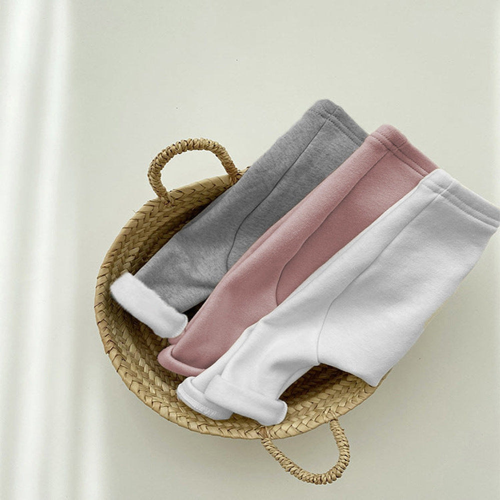 MyKids-USA® Baby Boy And Girl Solid Color Fleece Thickened Pants