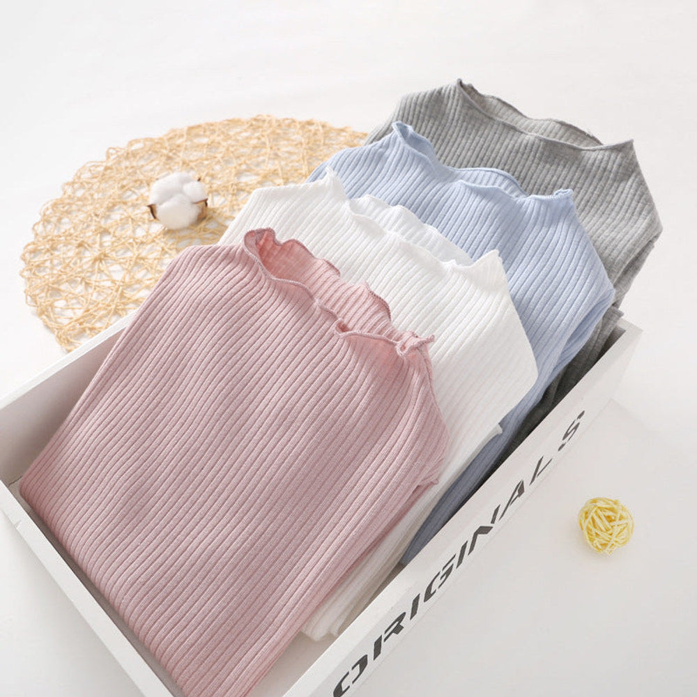 MyKids-USA® Baby Solid Color Wooden Ear Design Long Sleeve Tops Shirt