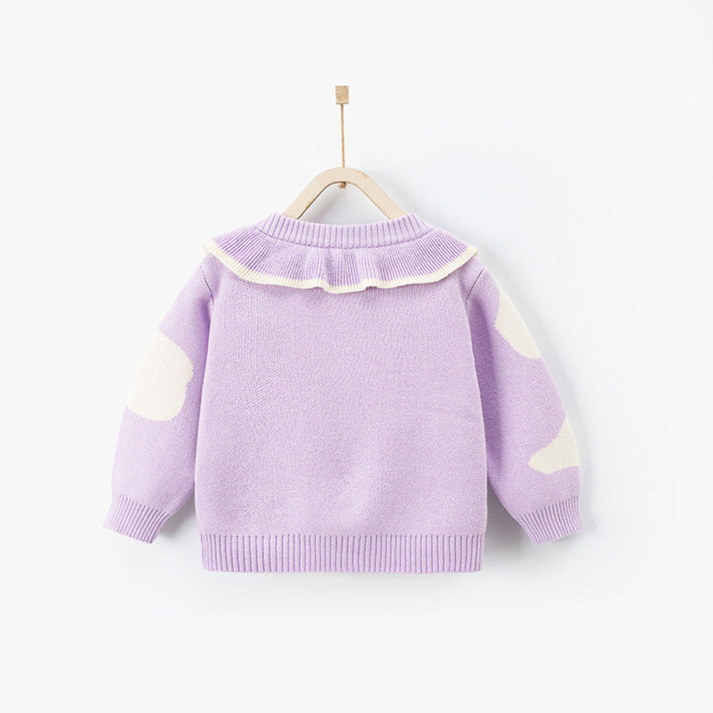 MyKids-USA® Baby Girl Flower Graphic Mesh Design V-Neck Knit Cardigan