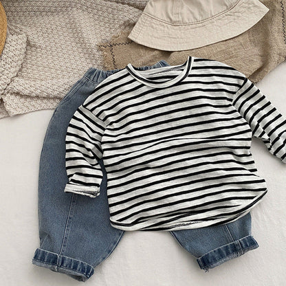 MyKids-USA® Baby Striped Graphic Long Sleeve Soft Cotton Loose Shirt