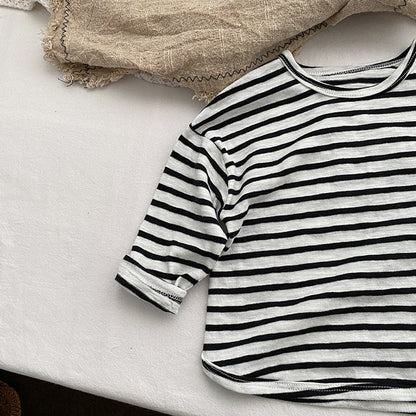 MyKids-USA® Baby Striped Graphic Long Sleeve Soft Cotton Loose Shirt