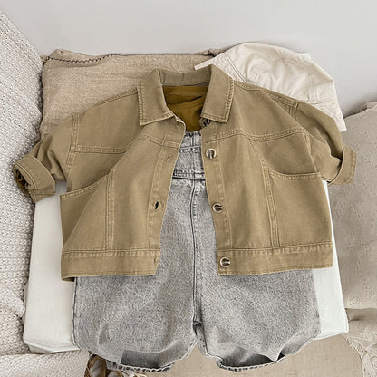 MyKids-USA® Baby Solid Color Demin Cool Japan Style Jacket Coat
