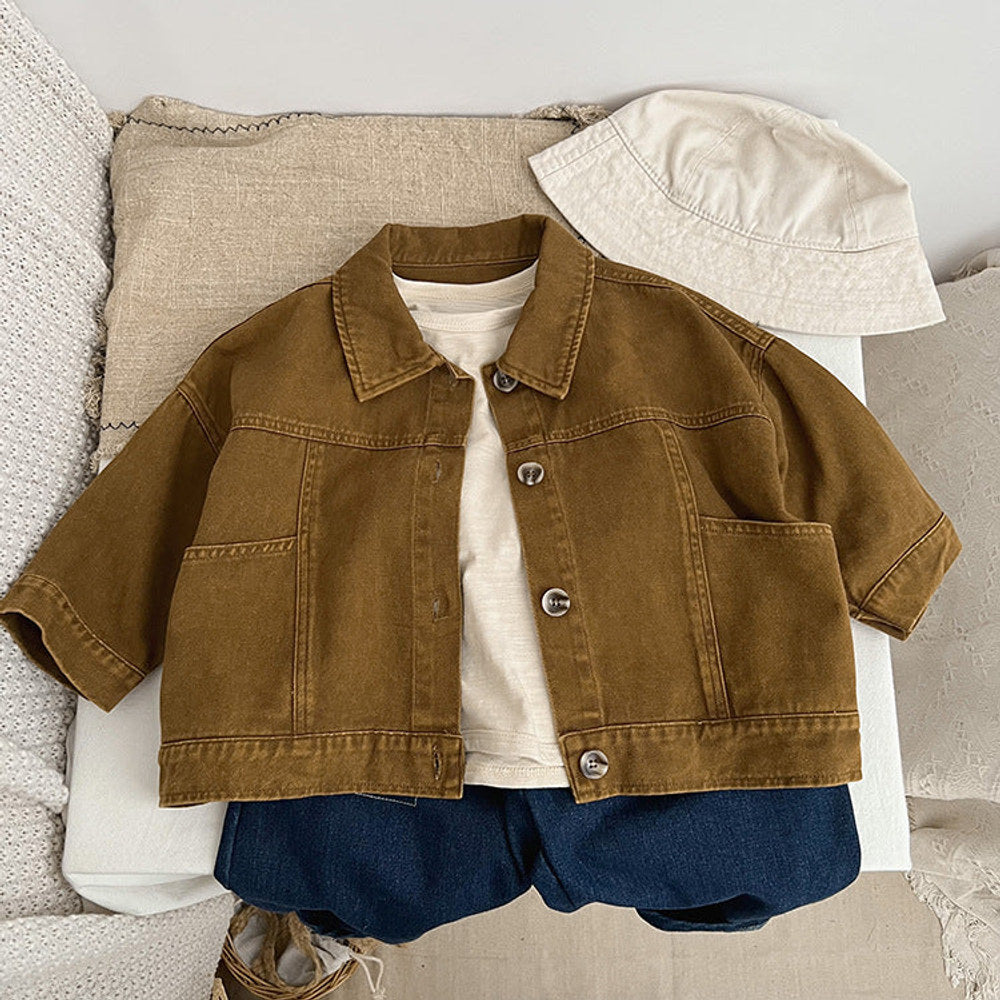 MyKids-USA® Baby Solid Color Demin Cool Japan Style Jacket Coat