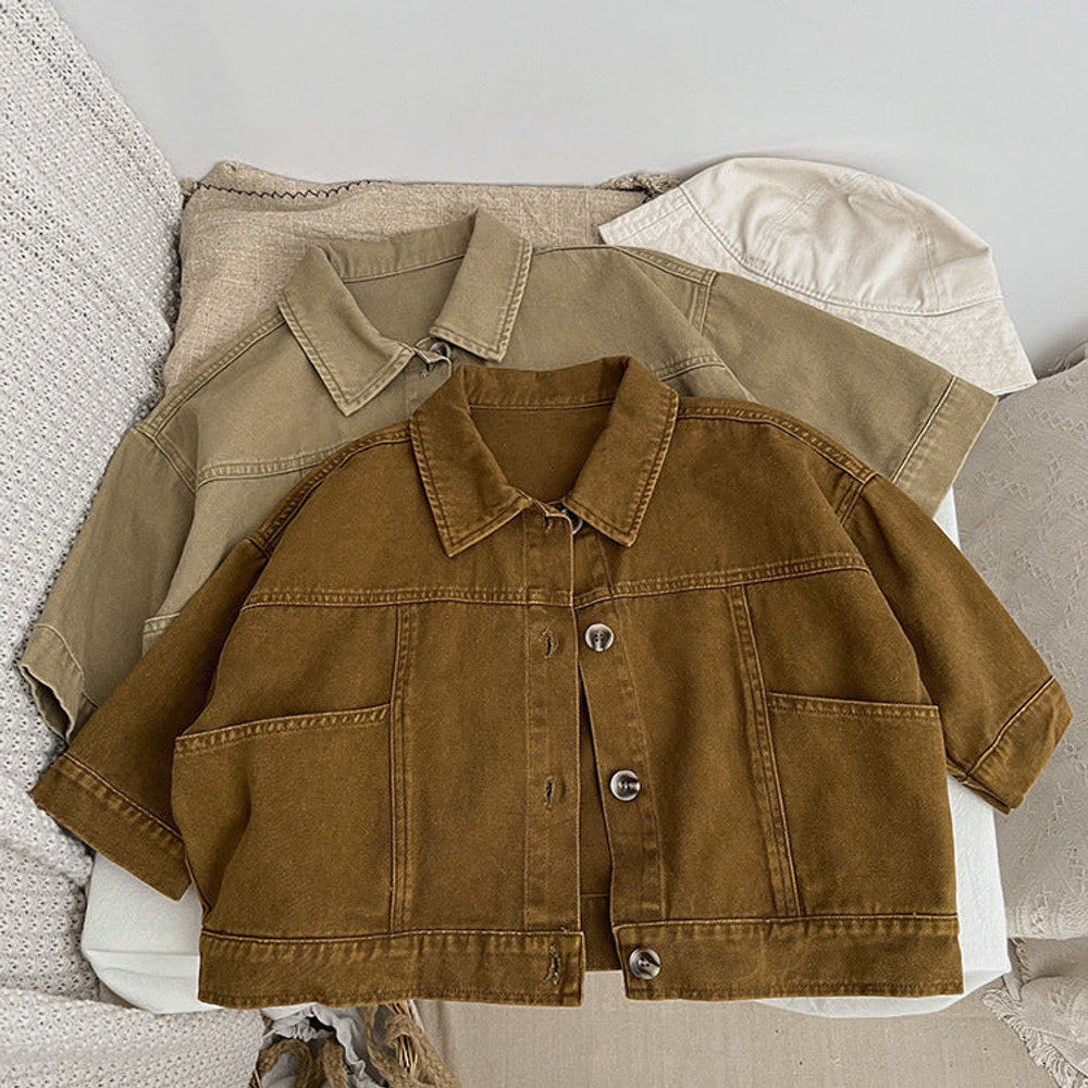 MyKids-USA® Baby Solid Color Demin Cool Japan Style Jacket Coat