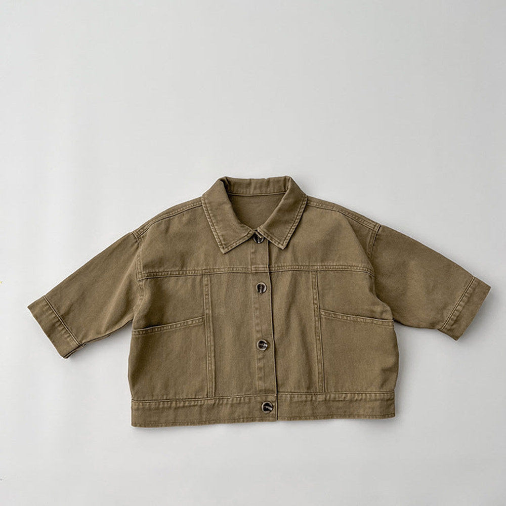 MyKids-USA® Baby Solid Color Demin Cool Japan Style Jacket Coat