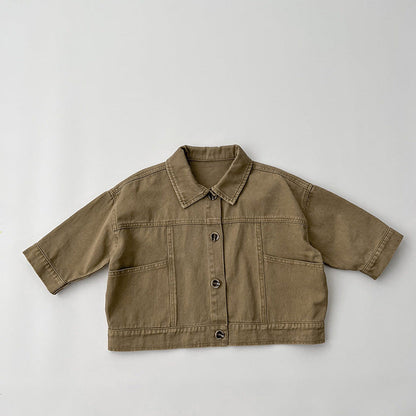 MyKids-USA® Baby Solid Color Demin Cool Japan Style Jacket Coat