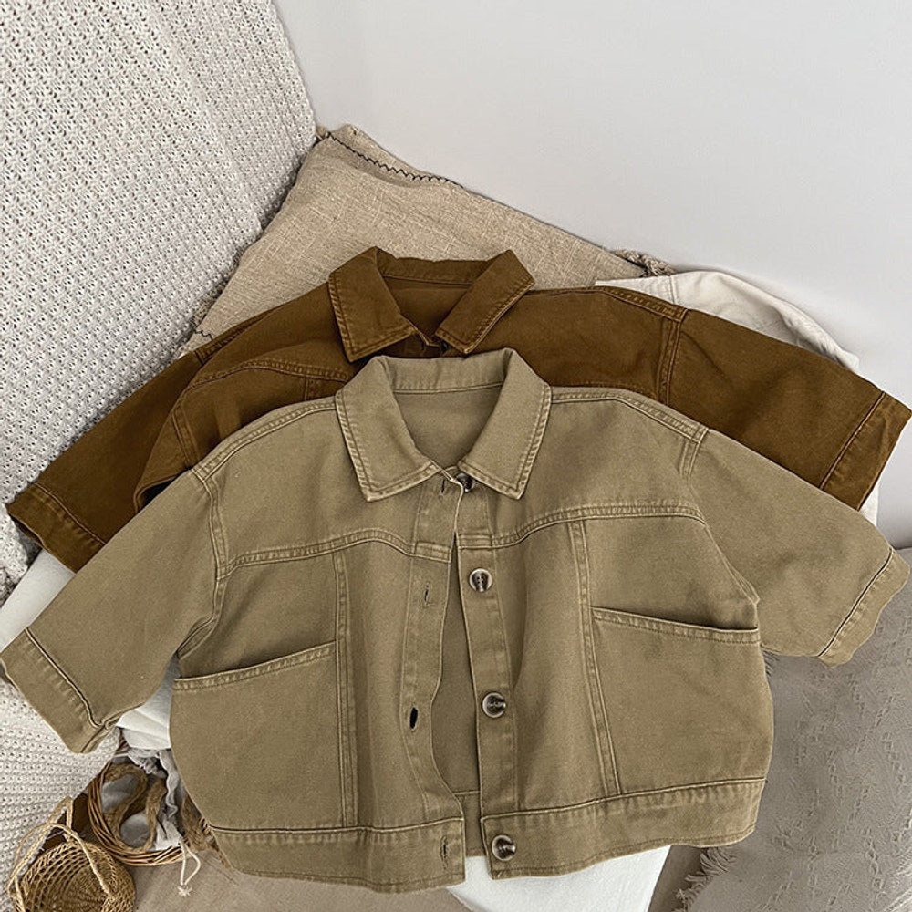 MyKids-USA® Baby Solid Color Demin Cool Japan Style Jacket Coat