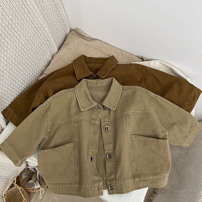 MyKids-USA® Baby Solid Color Demin Cool Japan Style Jacket Coat