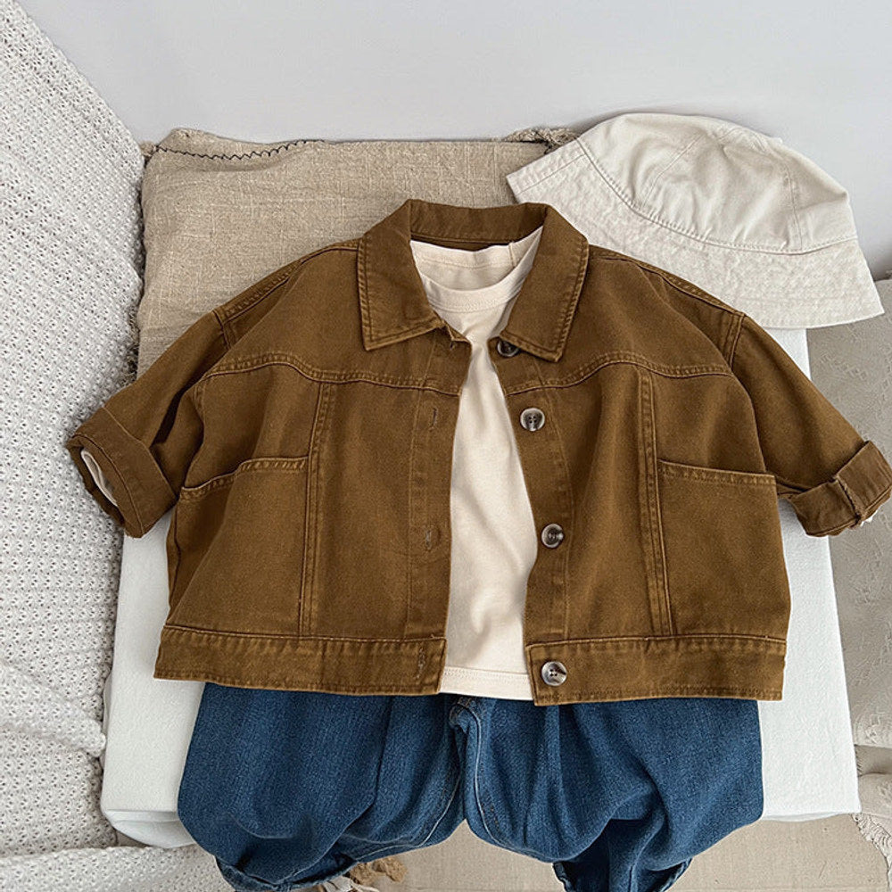 MyKids-USA® Baby Solid Color Demin Cool Japan Style Jacket Coat
