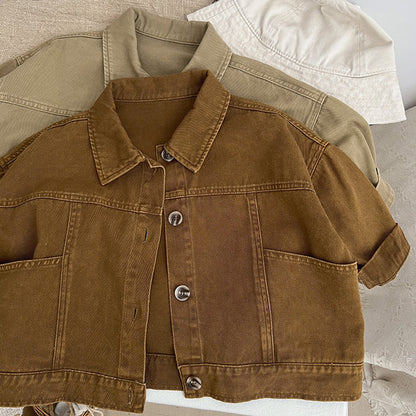 MyKids-USA® Baby Solid Color Demin Cool Japan Style Jacket Coat