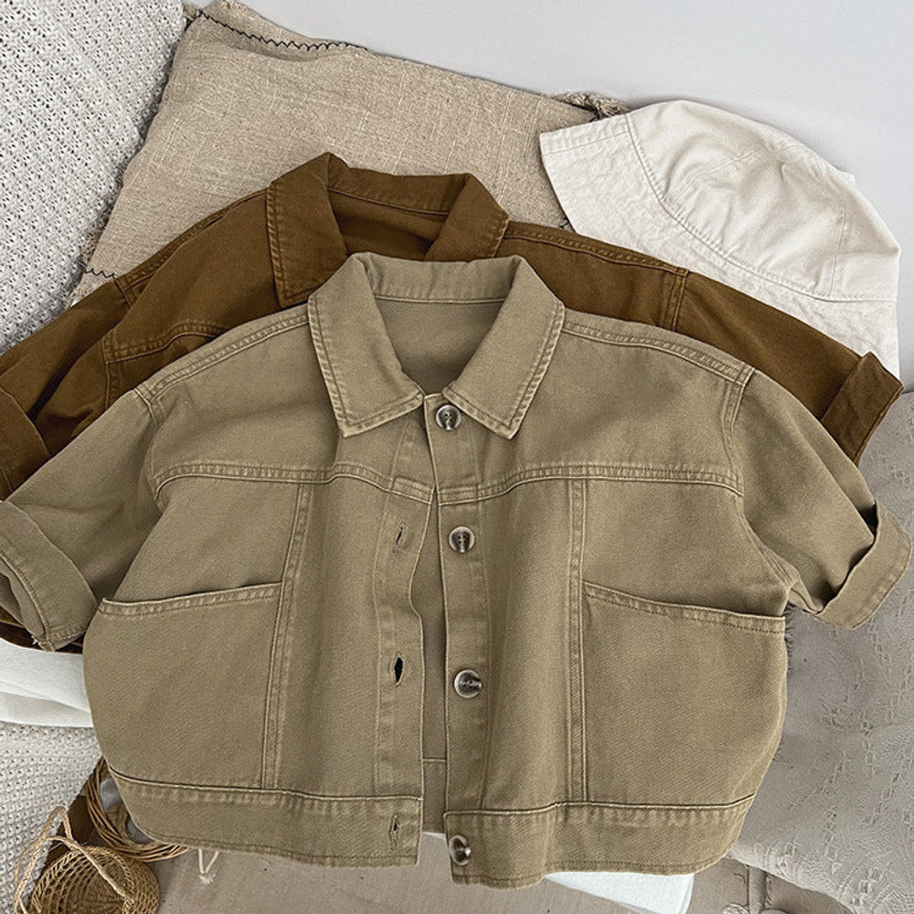 MyKids-USA® Baby Solid Color Demin Cool Japan Style Jacket Coat