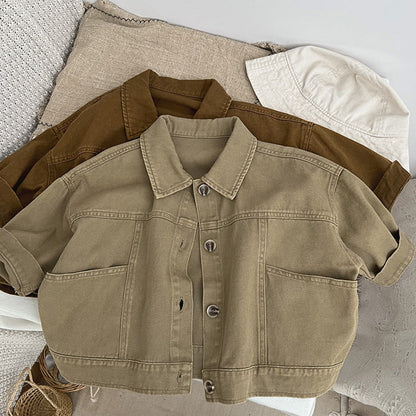 MyKids-USA® Baby Solid Color Demin Cool Japan Style Jacket Coat