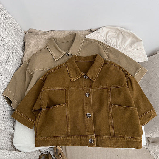 MyKids-USA® Baby Solid Color Demin Cool Japan Style Jacket Coat