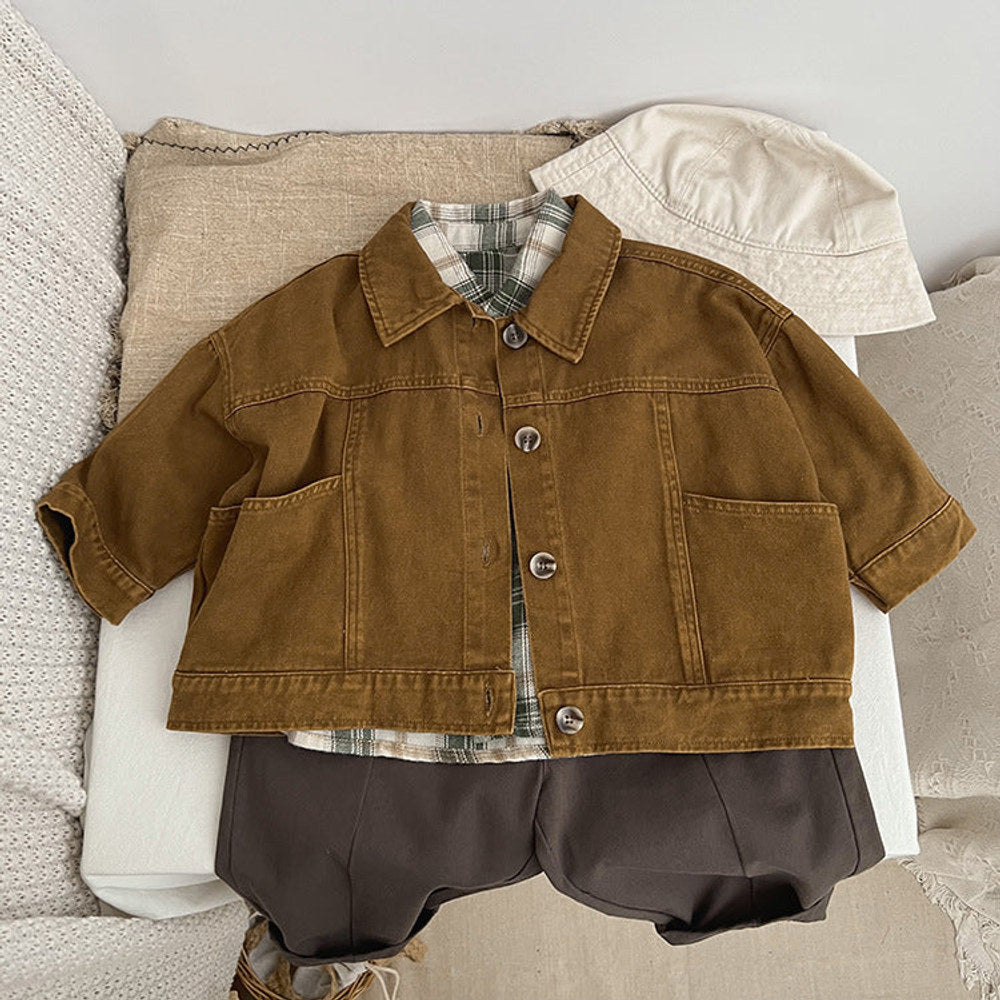MyKids-USA® Baby Solid Color Demin Cool Japan Style Jacket Coat