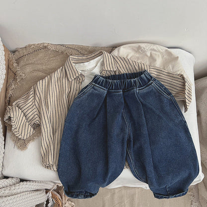MyKids-USA® Baby Demin Blue Loose Quality Fashion Pants