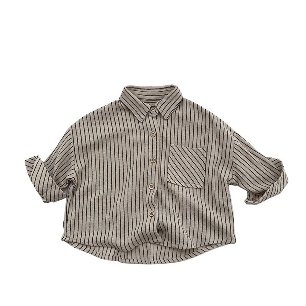MyKids-USA® Baby Striped Print Pattern Single Breasted Design Cotton Shirt