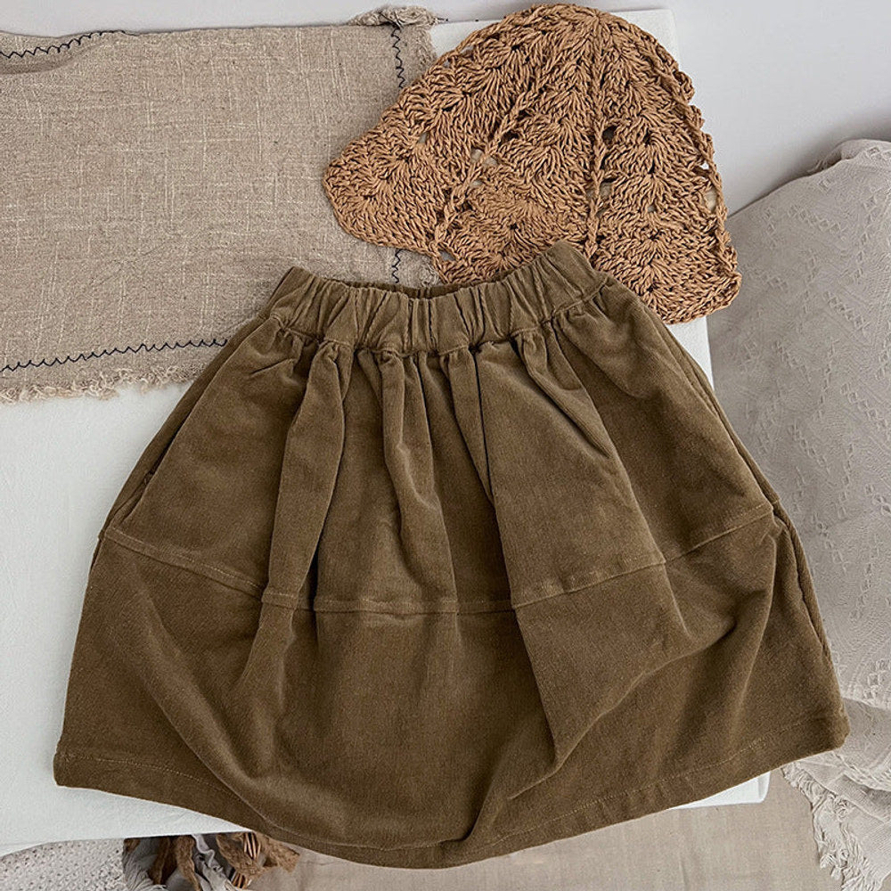 MyKids-USA® Baby Solid Color Corduroy Fabric Casual Lantern Skirt