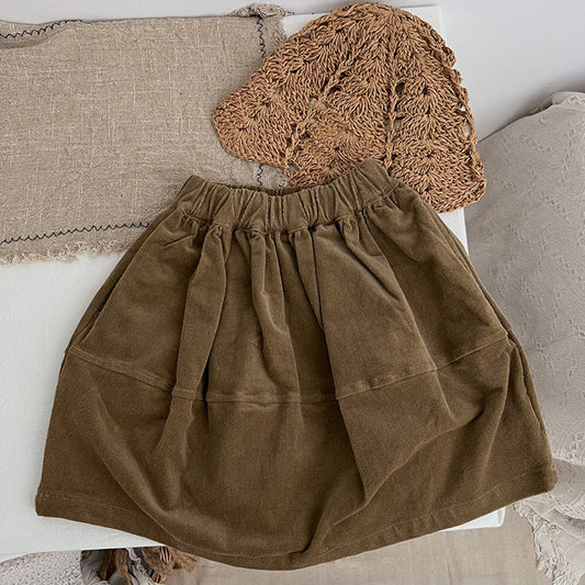 MyKids-USA® Baby Solid Color Corduroy Fabric Casual Lantern Skirt