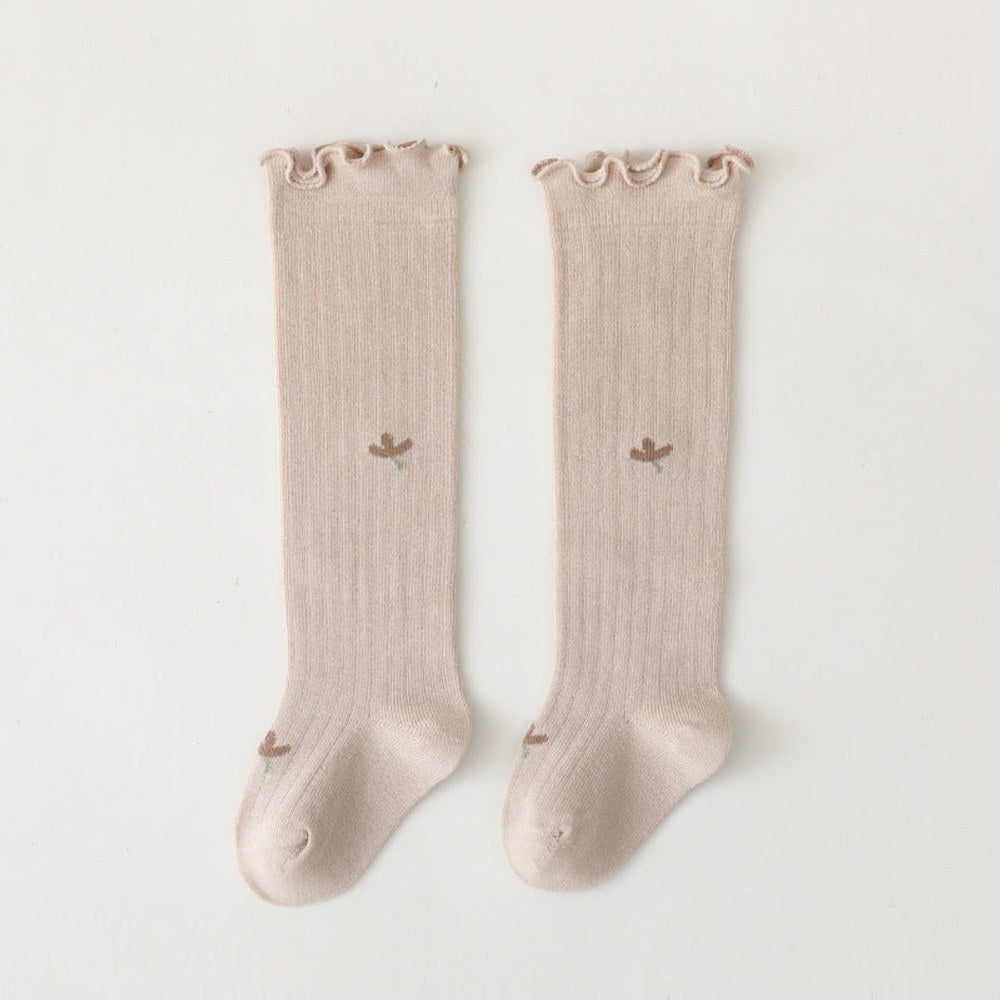 MyKids-USA® Baby Solid Color Wooden Ear Design Over Knee Socks In
