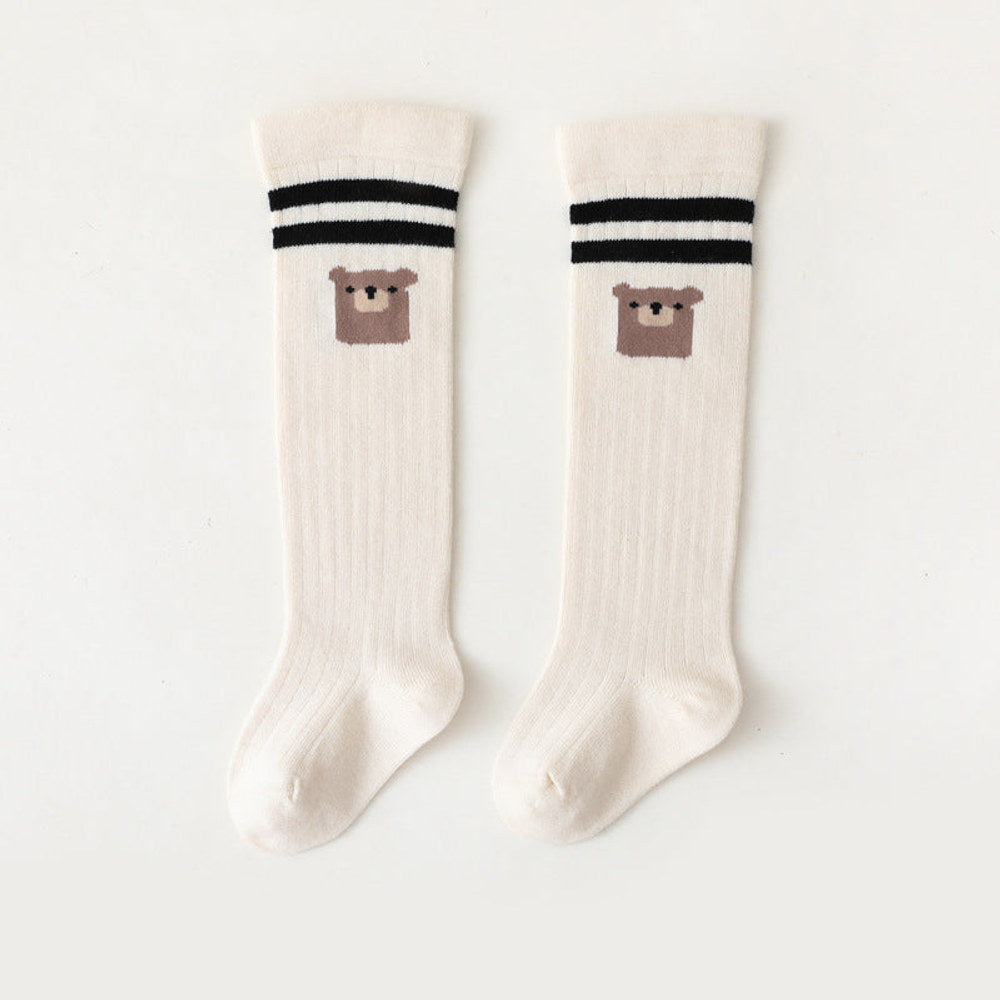 MyKids-USA® Baby Cartoon Graphic Mid Tube College Style Striped Socks