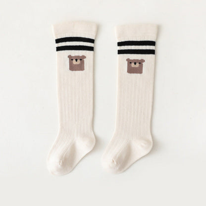 MyKids-USA® Baby Cartoon Graphic Mid Tube College Style Striped Socks