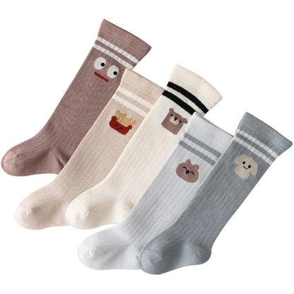 MyKids-USA® Baby Cartoon Graphic Mid Tube College Style Striped Socks