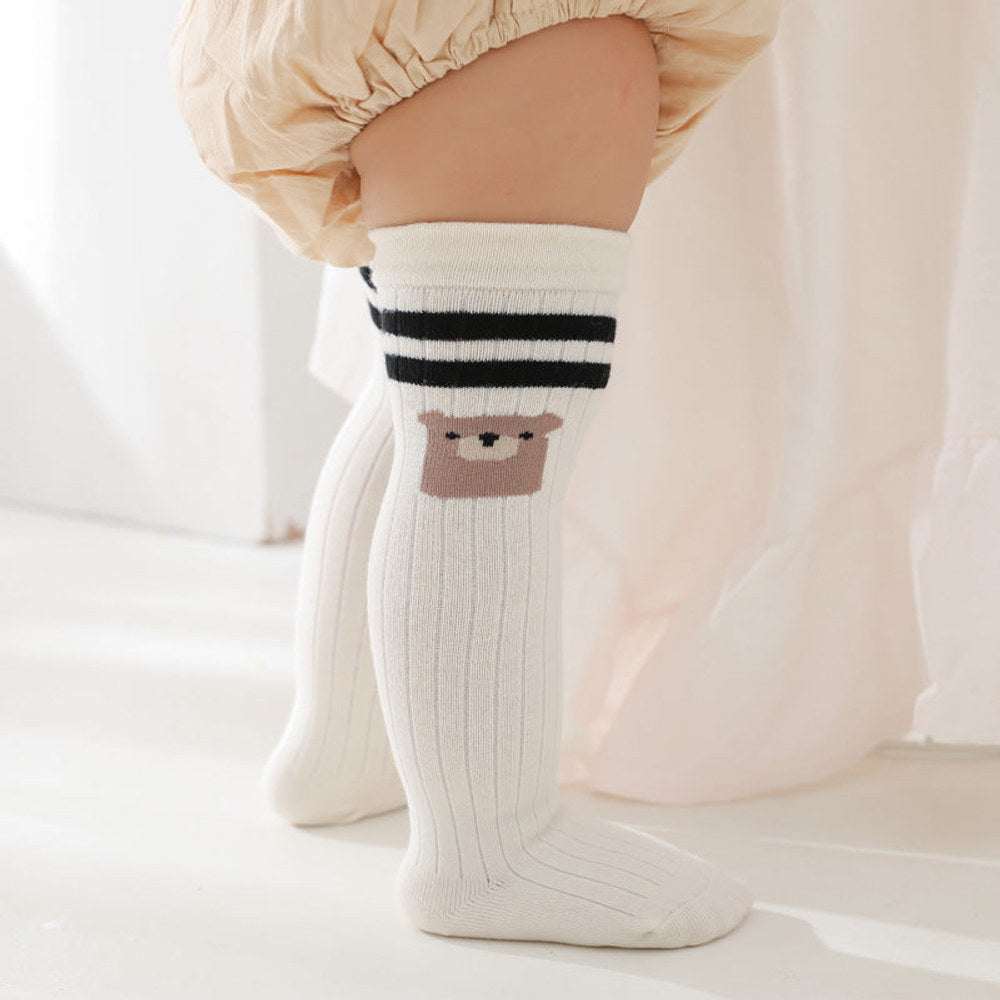MyKids-USA® Baby Cartoon Graphic Mid Tube College Style Striped Socks