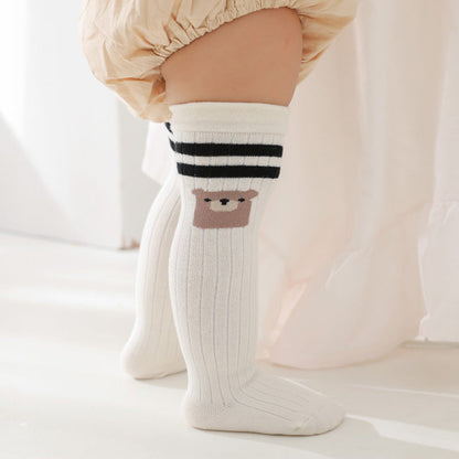MyKids-USA® Baby Cartoon Graphic Mid Tube College Style Striped Socks