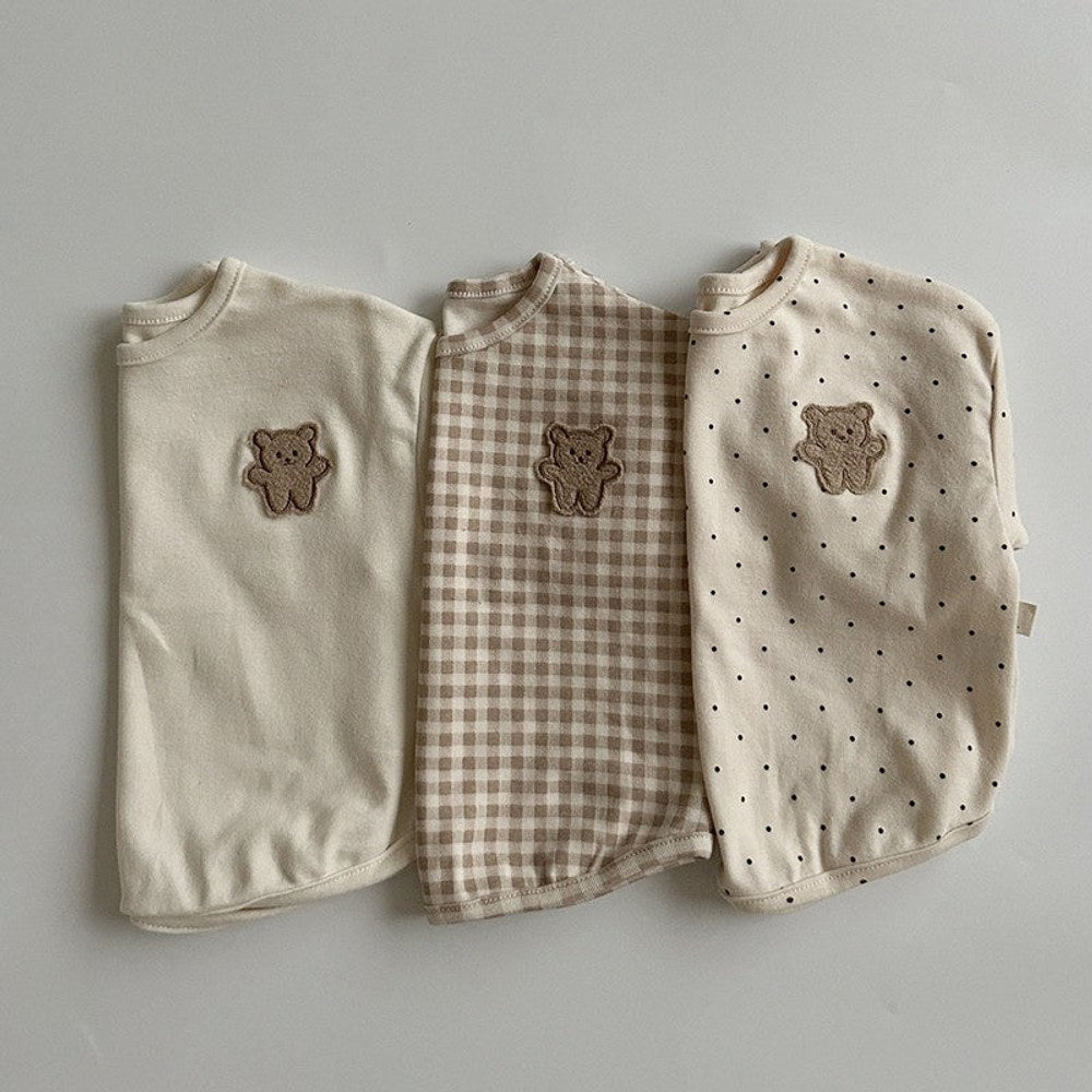 MyKids-USA® Baby Dot Pattern Cartoon Bear Patched Design Cotton Shirt