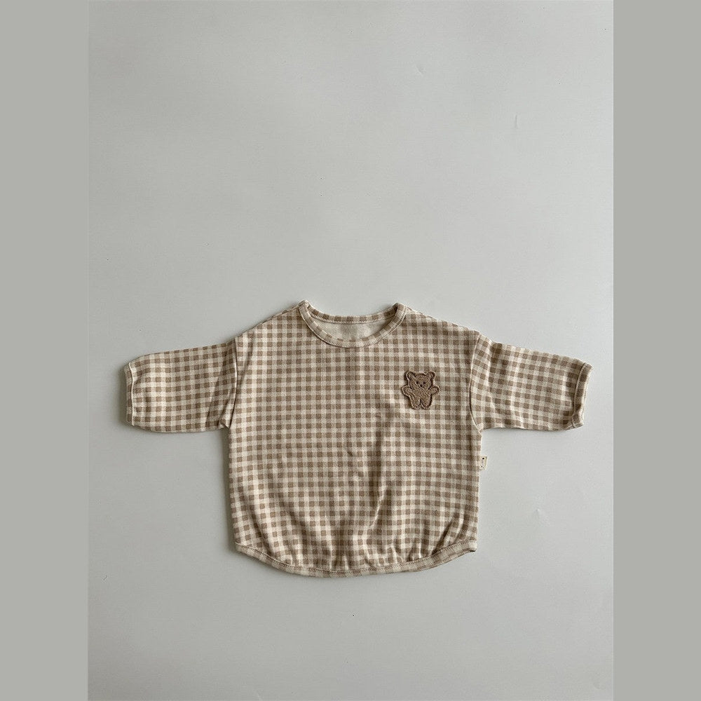 MyKids-USA® Baby Dot Pattern Cartoon Bear Patched Design Cotton Shirt
