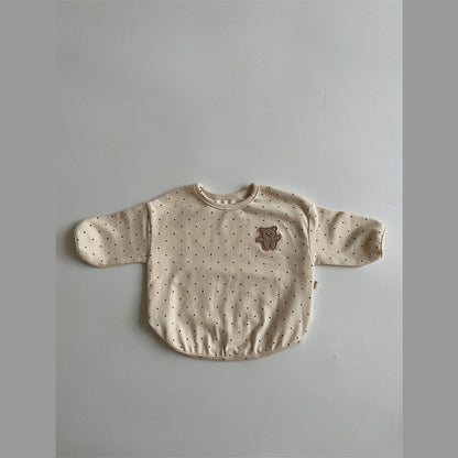MyKids-USA® Baby Dot Pattern Cartoon Bear Patched Design Cotton Shirt