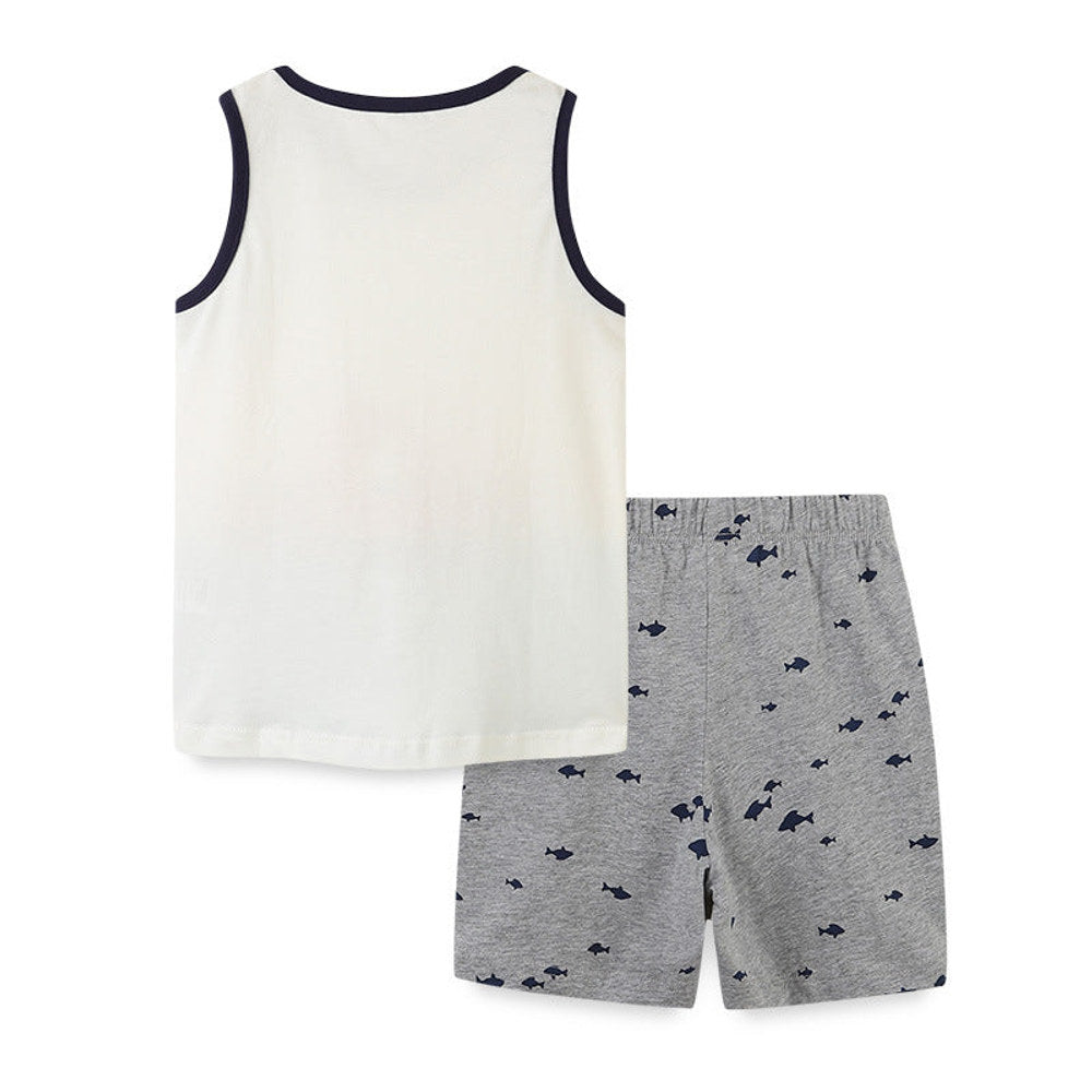 MyKids-USA® Baby Boy Cartoon Dog Graphic Sleeveless Western Style Sets