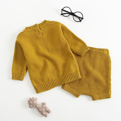 MyKids-USA® Baby Solid Color Hollow Carved Design Knitwear Sets