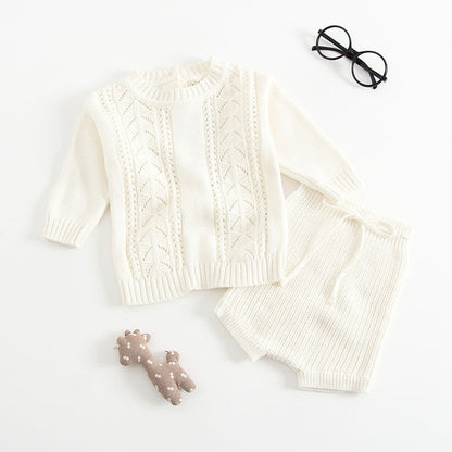 MyKids-USA® Baby Solid Color Hollow Carved Design Knitwear Sets