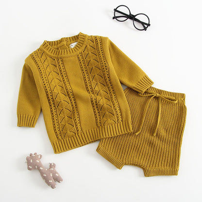 MyKids-USA® Baby Solid Color Hollow Carved Design Knitwear Sets
