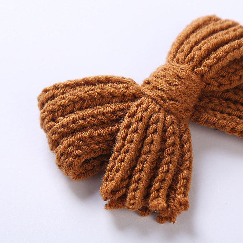 MyKids-USA® Baby Solid Color Big Knitted Bow Handmade Hairpin